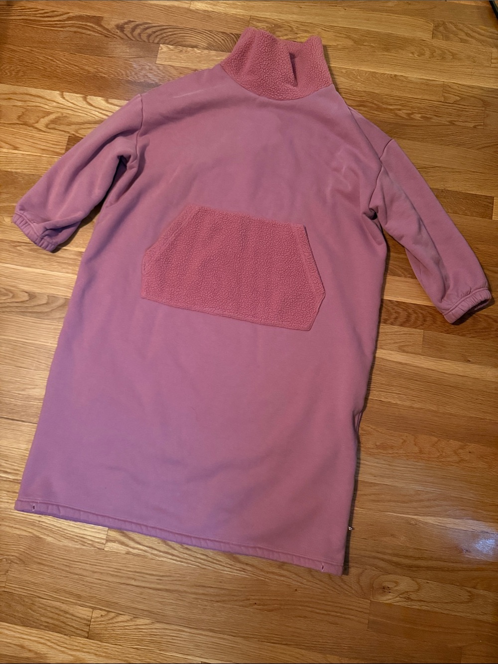 Nap Cozy Pink Mock-Neck Fleece Sweater Dress